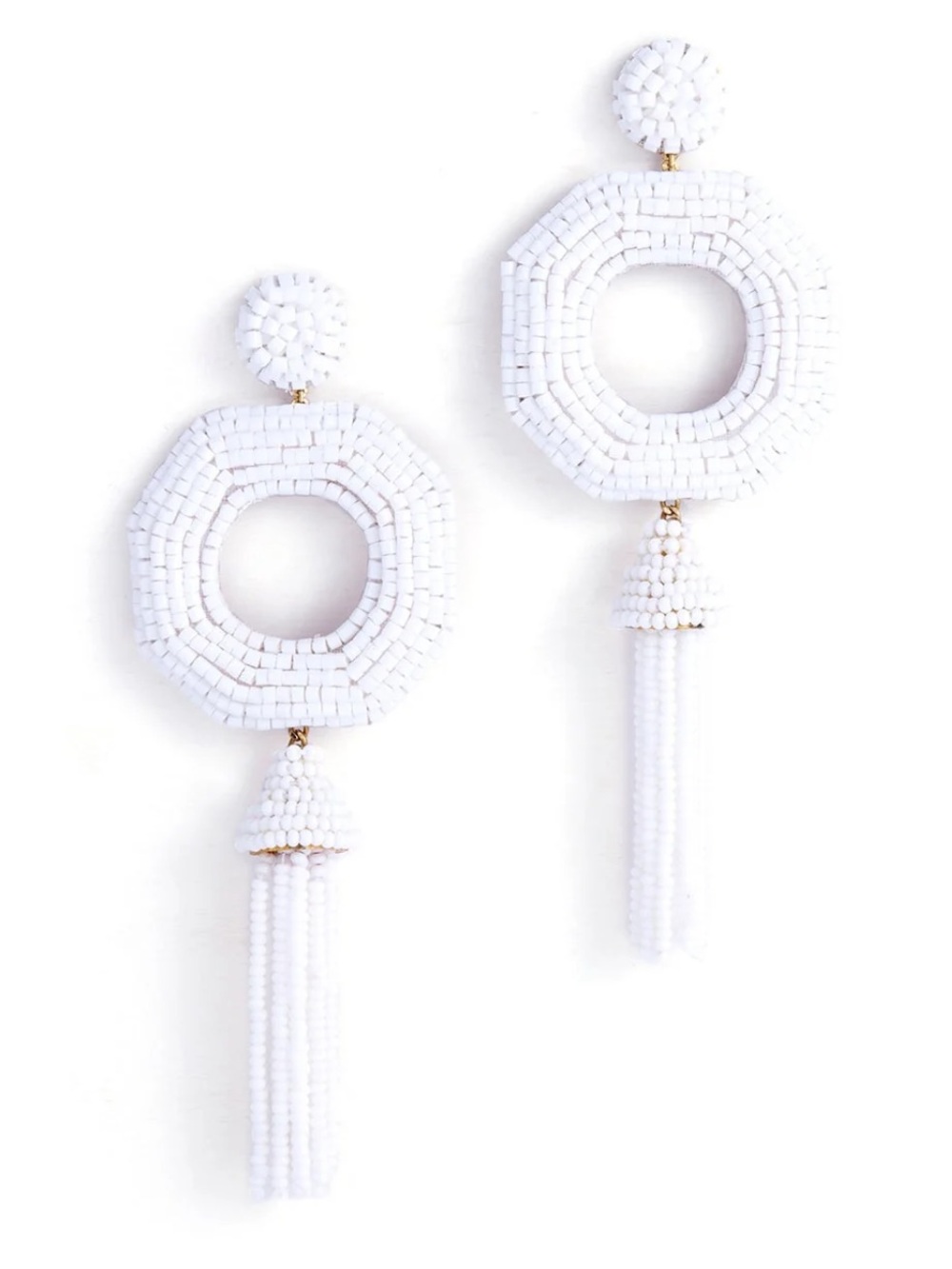 New on card Deepa Gurnani hand beaded Isha earrings in White